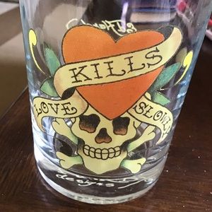 Ed Hardy Love Kills Slowly Drinking Glass (4”)